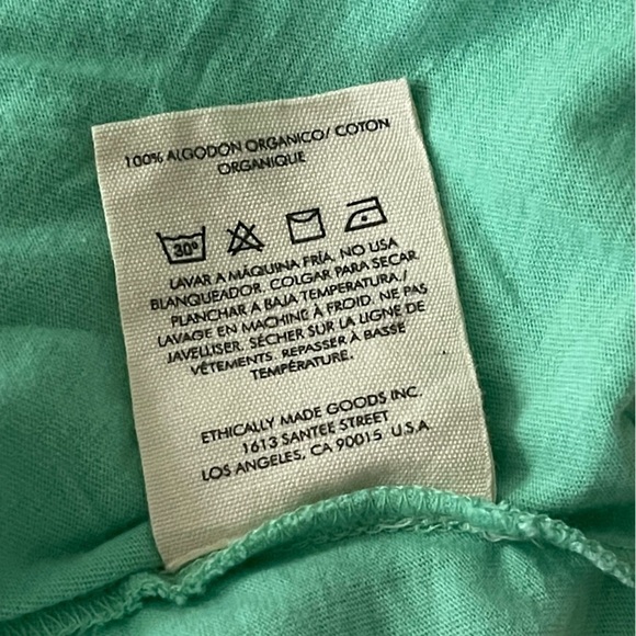 Ética Zelie Pleated Crop Muscle Tee Organic Cotton Relaxed Fit In Green Size L - Picture 9 of 15